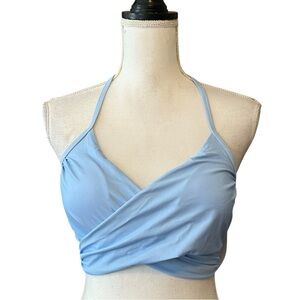 NWT WALK ON BEACH WRAP BIKINI TOP WOMEN SZ SMALL IN BLUE